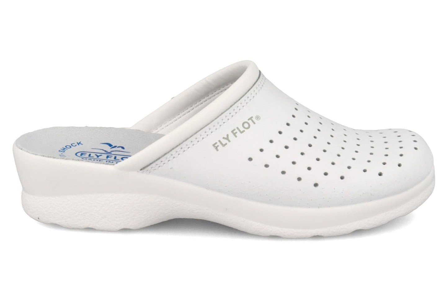 Fly Flot | Woman Professional, Zoccoli Sanitari Donna, Ciabatta con Tomaia in Pelle Forata, Sottopiede in Pelle Scamosciato
