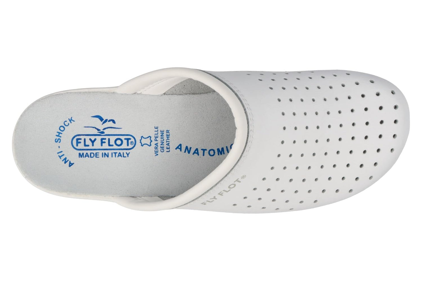Fly Flot | Woman Professional, Zoccoli Sanitari Donna, Ciabatta con Tomaia in Pelle Forata, Sottopiede in Pelle Scamosciato