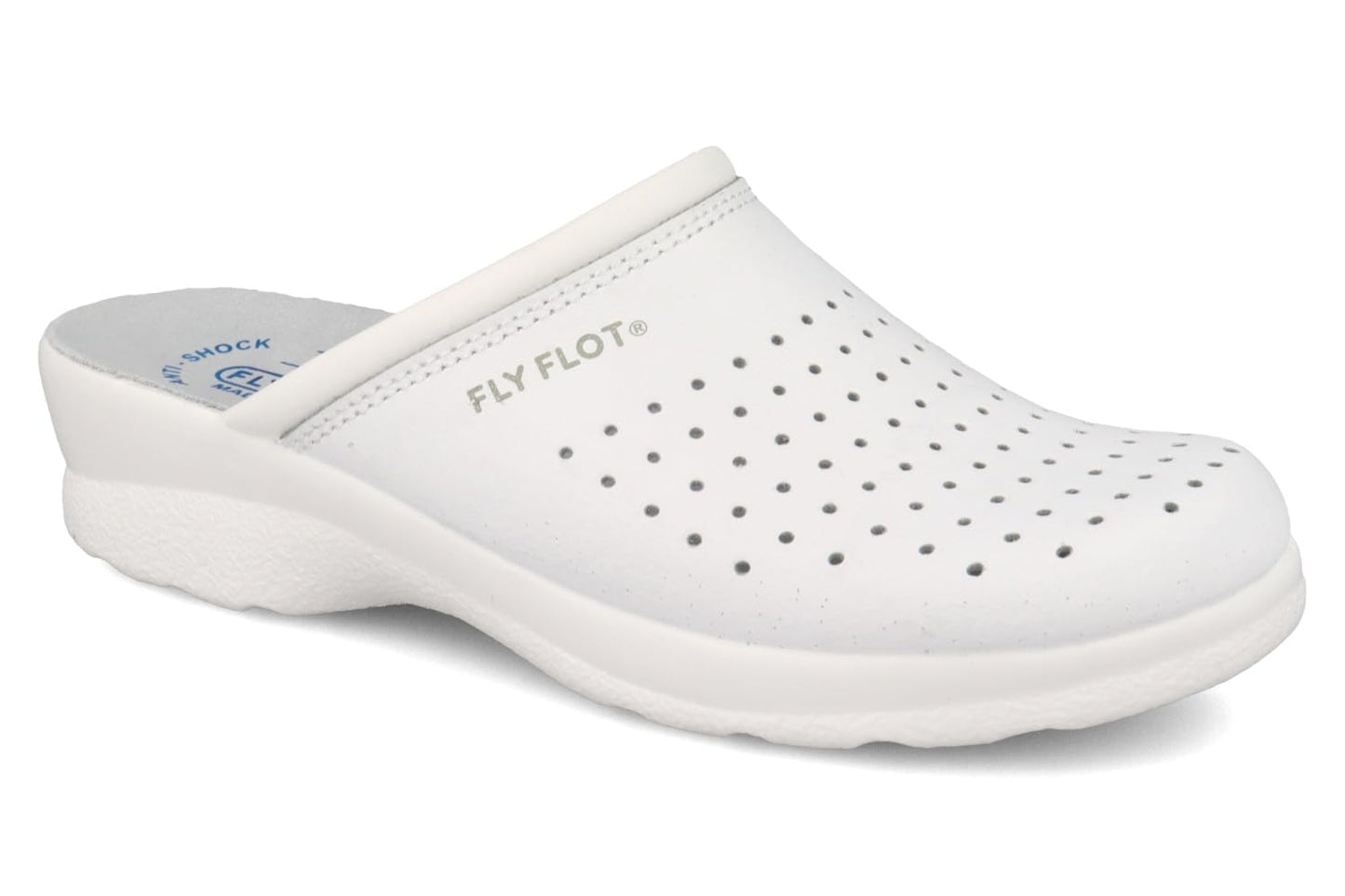 Fly Flot | Woman Professional, Zoccoli Sanitari Donna, Ciabatta con Tomaia in Pelle Forata, Sottopiede in Pelle Scamosciato
