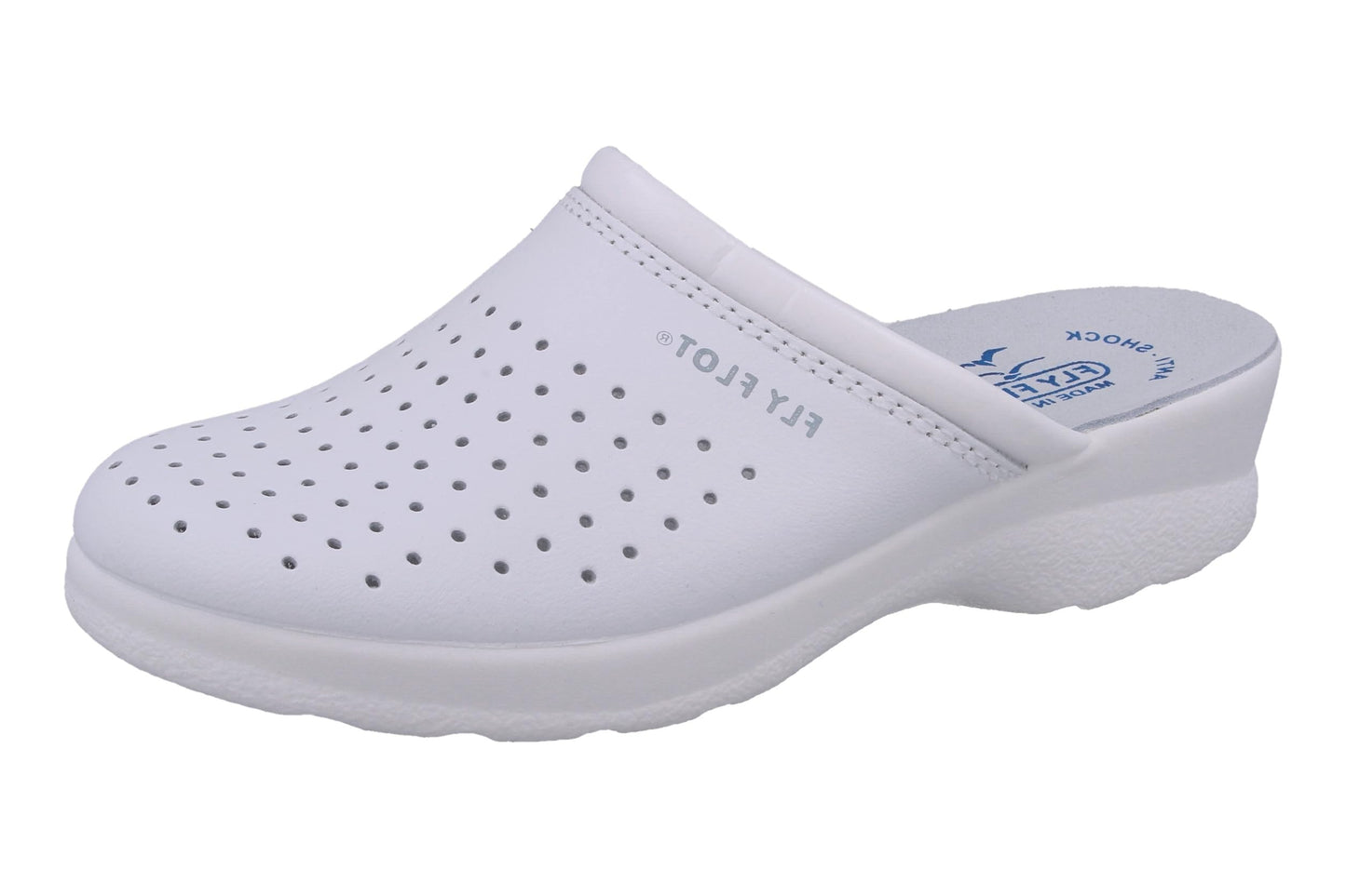 Fly Flot | Woman Professional, Zoccoli Sanitari Donna, Ciabatta con Tomaia in Pelle Forata, Sottopiede in Pelle Scamosciato