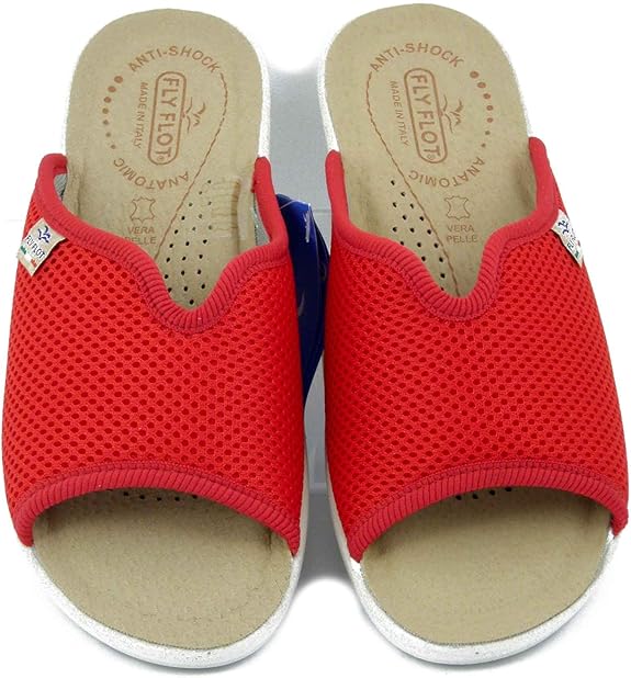 Fly Flot Atella, Ciabatte Aperte da Donna in Rete Elastica, Sottopiede Imbottito in Vera Pelle, Sandali