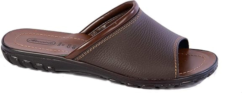 Bocciolo Ciabatte Uomo Aperte Incrociate Classiche Vera Pelle Made in Italy Plantare Cuoio