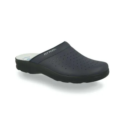 Fly Flot | Man Professional, Zoccoli Sanitari Uomo, Ciabatta con Tomaia in Pelle Forata, Sottopiede in Pelle Scamosciato