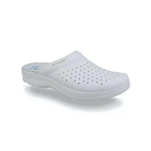 Fly Flot | Man Professional, Zoccoli Sanitari Uomo, Ciabatta con Tomaia in Pelle Forata, Sottopiede in Pelle Scamosciato