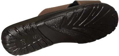 Bocciolo Ciabatte Uomo Aperte Incrociate Classiche Vera Pelle Made in Italy Plantare Cuoio