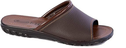 Bocciolo Ciabatte Uomo Aperte Incrociate Classiche Vera Pelle Made in Italy Plantare Cuoio