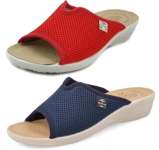 Fly Flot Atella, Ciabatte Aperte da Donna in Rete Elastica, Sottopiede Imbottito in Vera Pelle, Sandali